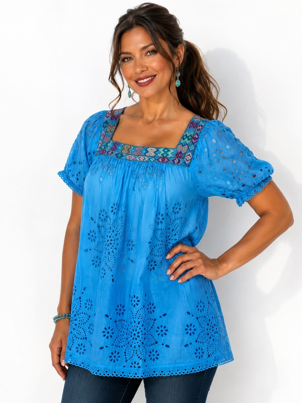 Johnny Was Happy Sia embroidered eyelet blouse NWT